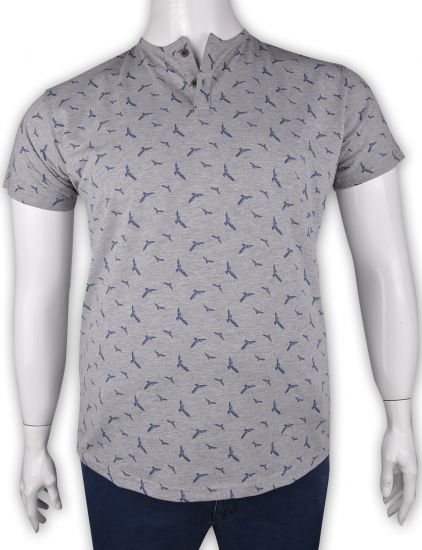 %100 Pamuk Penye Düğmeli T-shirt (2084)
